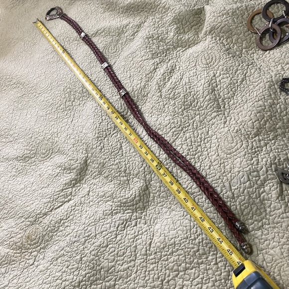 ornate silver, and braided leather rope belt - Picture 3 of 6